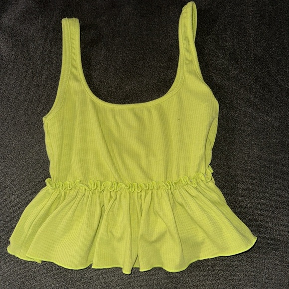 Forever 21 Yellow Ruched Peplum Tank Top - Picture 1 of 5
